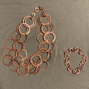 Premier Designs antiqued copper finish necklace/bracelet set